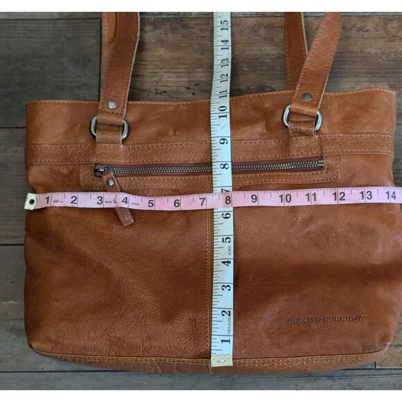 Spikes & Sparrow Cognac Leather Tote Bag w/ Laptop Sleeve - Picture 5 of 6